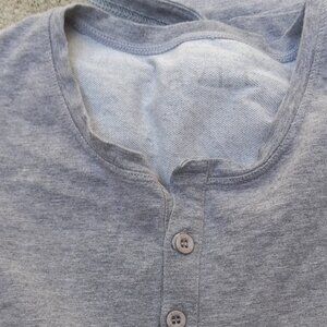 BYLT Shirt Mens 3button Crew Neck Grey Size L Chest 42" Long Sleeve